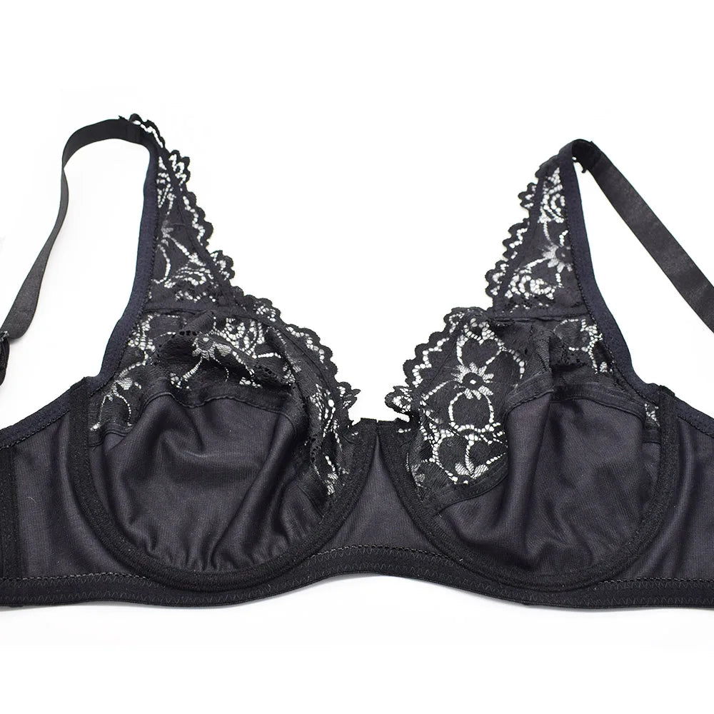 Bras For Womens Lingerie Floral Lace Bra Underwire Sexy Brassiere Perspective Plus Size BH Female Underwear Tops