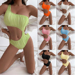 2026 Solid White One Piece Swimsuit Women Sexy Irregular Hollow Out Bikini One Shoulder Backless Monokini Summer Beach Swimwear