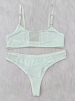 Ladies Smooth Comfortable Thin Underwear Women Sexy Nightwear Inner Solid Color Sleep Underwear Bra Set