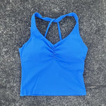 Solid Color Cross Back Tank Top Women Fitness Sport Bra Top Soft Tight Comprehensive Training Gym Yoga Underwear With Chest Pad