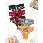New Style Mesh Sexy Women's Panties Solid Color Mid High Waist Fishnet Lingerie Ladies Hollow Out Transparent Elasticity Briefs