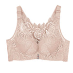 Women's Rose Floral Lace Bra Wireless Bralettes No Underwire Comfort Push Up Lingerie Sexy Ladies Underwear Plus Size 44e