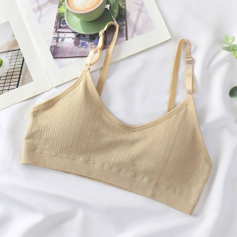 Women Seamless Tube Top Push-Up Bra Removable Pads Ribbed Bralette Adjust Straps Soft Stretchy Non-wire Underwear Sexy Lingerie