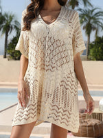 Mesh Crochet Long Beach Shirt Women Solid Cover Up Ladies Long Sleeve Hollow Out 2026 Sexy Beachwear Bathers Swim Bathing Suit