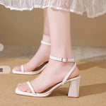 Open-toe Sandals Women 2026 Summer New Buckle Fashion Solid Color Female ShoesChunky High Heel