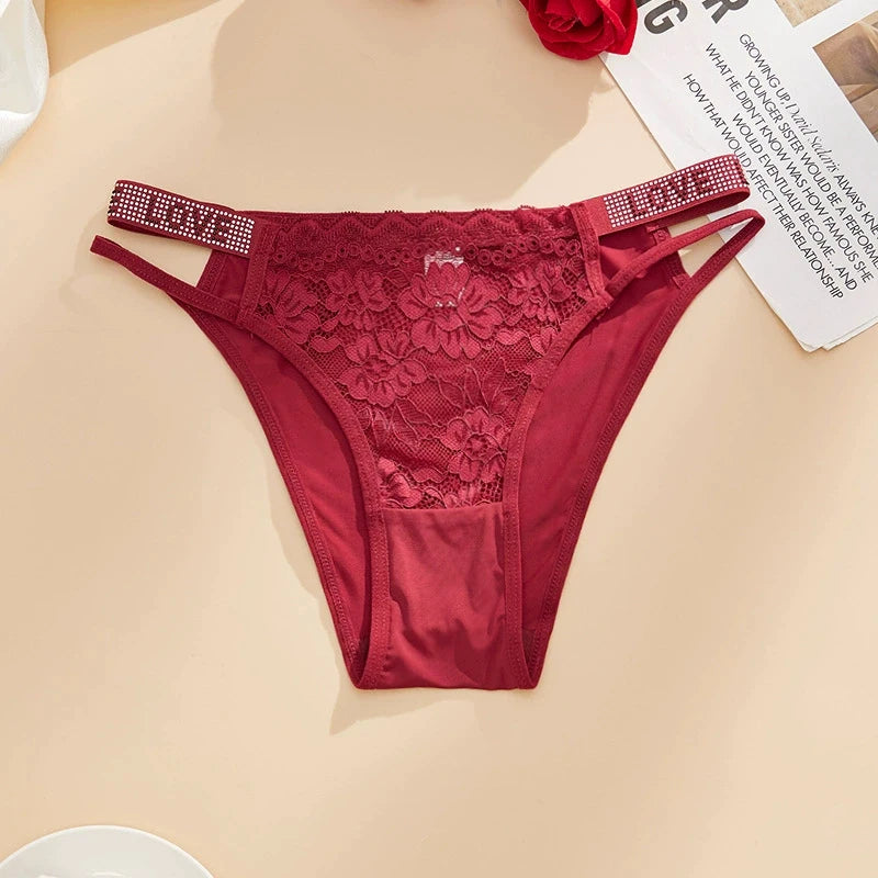 Lace Sexy Women Panties Seamless Underwear Rhinestone Briefs Ladies Briefs Women's Intimates Sexy Stretch Panties