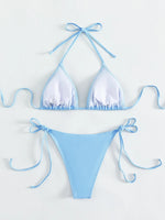 DEKA Women Sexy Rhinestones Bikini Set With Solid Color Thong Swimwear Female Push Up Swimsuit Beach Swimming Bathing Suit