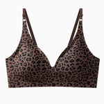 No-Show Seamless Bras For Women Non-wire V-neck Bralette Leopard Print Removable Pads Sports Underwear Sexy Lingerie S-5XL