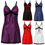 Lace Silk Satin Sleepwear Women Sexy Lingerie Night Dress Sleeveless Straps Mini Dress with Panties Nighties Nightgown