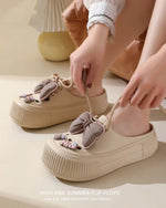 Women Fashion Clogs DIY Cute Bowknot Summer Platform Shoes Female Home Street Slippers Soft EVA Close Toe Girls Beach Sandals