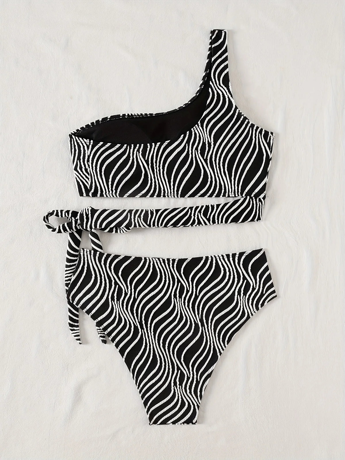 Sexy High Waisted Bikini 2025 Mujer Women's Swimsuit Separate Beach Wear One Shoulder Bathing Suit Padded Swimwear Black Biquini
