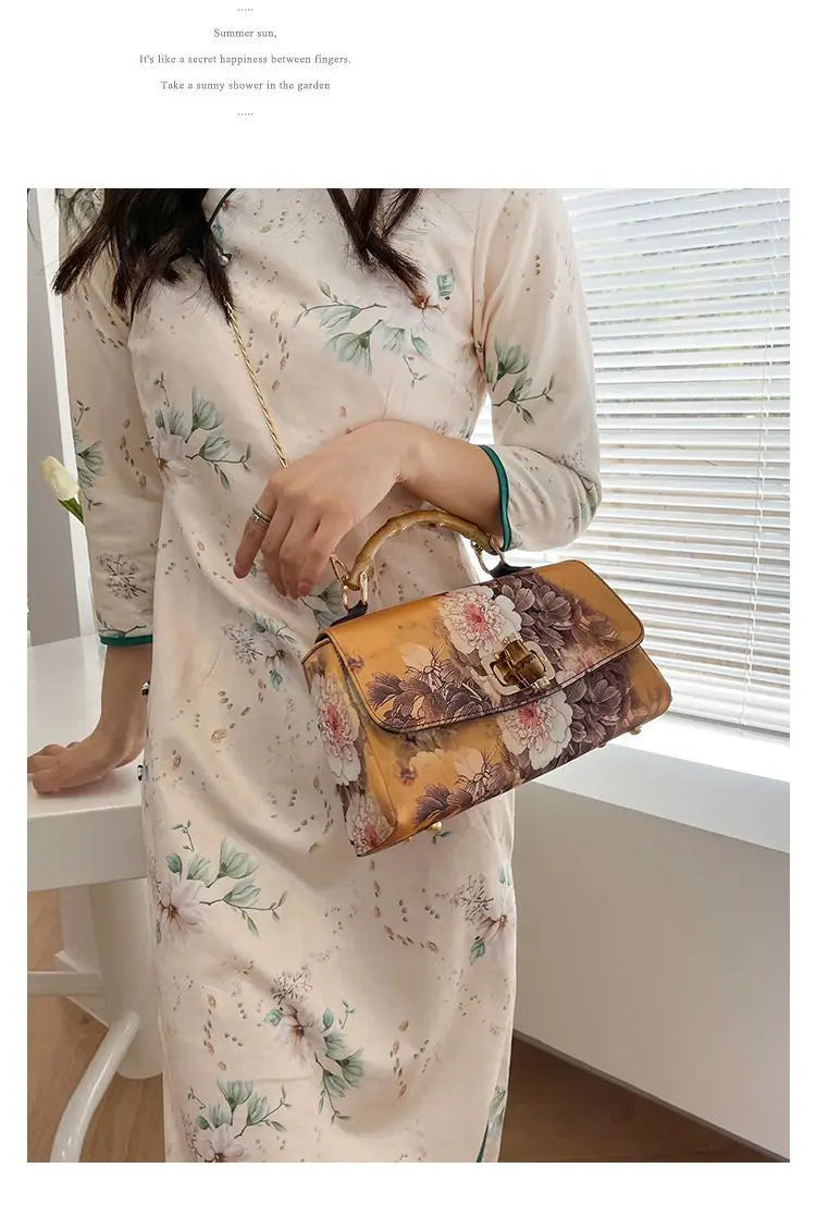 Vintage Bamboo Top Handle Bag Classic Mother Chic Lady Bags Women Shoulder Crossbody Bag Chain Bags Women's Handbags Purses