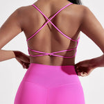 Solid Color cross back Women Fitness Sport bra top soft tight Comprehensive training jogging gym yoga underwear With chest pad