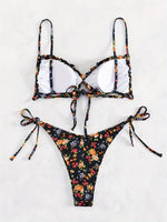 Sexy Floral Print Push Up Bikini Sets Women Swimwear Two Pieces Swimsuit Low Waist Bather Beach Bathing Suit Summer 2025 New
