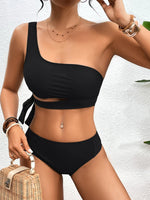 One Shoulder Bikini Set Sexy 2025 Swimsuit Women Solid Padded Swimwear Female Bathers Bathing Swimming Swim Suit Beachwear