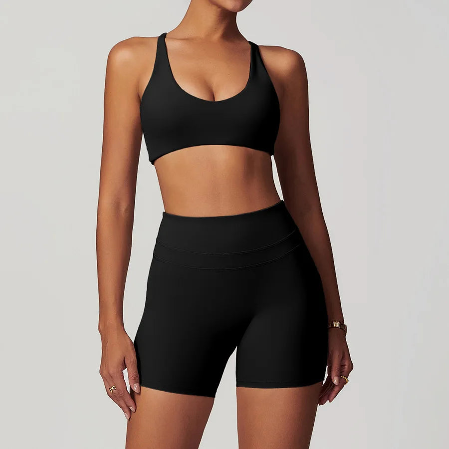 Yoga Set 2PCS Women Tracksuit Nude Feeling Workout Sets Gym Clothes Push Up Fitness Running Sportwear Sport Bra Leggings Suit