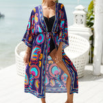 13 Colors Printed With Belt Crochet Knitted Tunic Beach Dress Beach Wear Beachwear Beach Cover Up Cover-upsFemale Women V7201