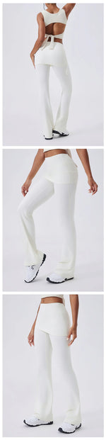 Flare Leggings Women Yoga Pants Bell-bottoms Yoga Trousers High Waist Fitness Pants Stretch Gym Wide Leg Yoga Leggings