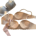 Women Push-Up Bra Demi Cup Underwear Heart Print Non-wired 1/2 Cup No Show Bras Sexy Lingerie Padded Thin Straps Brassiere S-XL
