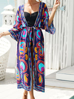 13 Colors Printed With Belt Crochet Knitted Tunic Beach Dress Beach Wear Beachwear Beach Cover Up Cover-upsFemale Women V7201