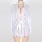 Sexy Lingerie Women Nightgown Black Lace Transparent Mini Dress with Belt and Panties Set Nightwear Sleepwear
