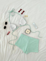 Sexy Blue Plaid Bikini Set 2026 Women Bow Strap Bandage Push Up High Waist Panties Swimsuit Beach Bathing Suit 2 Piece Swimwear