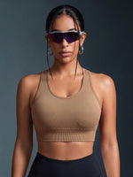 1PC Women Sports Bra Seamless Wireless Racerback Criss Cross Strappy Backless Yoga Crop Top Wide Strap Workout Gym Vest