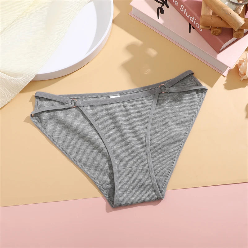 Women Cotton Lingerie Sexy Soft Fashion Panties Femme Buckle Design Underwear Sexy Pantys Underpant Lingerie Lace Intimates S-XL