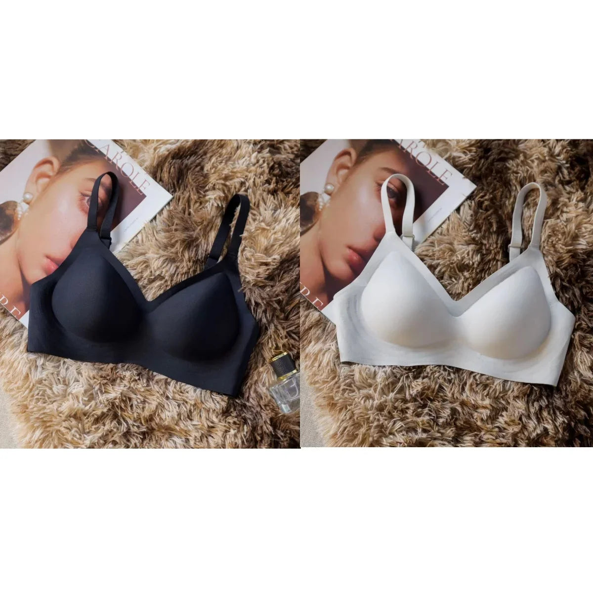 2Pcs/Set Seamless Bras For Women Sexy Lingerie Padded Non-wire Brassiere Adjust Shoulder Strap Underwear Comfort Intimates