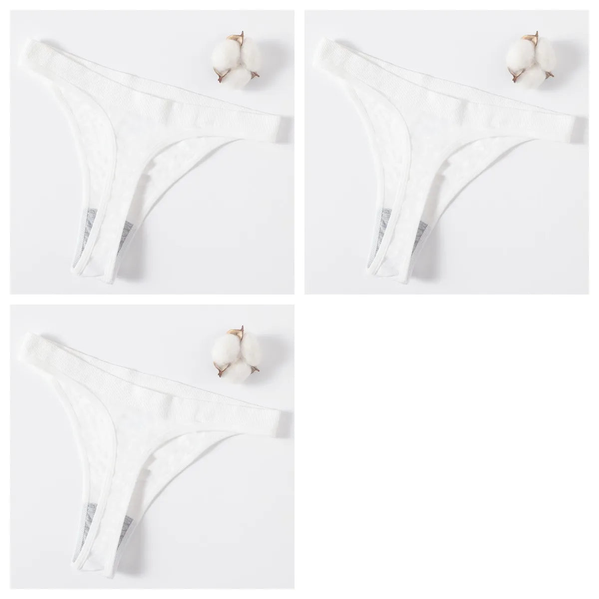 3Pcs/Set Women Brazilian Panties Low-Rise Thong Comfort T-back Underwear Sexy Lingerie High-Stretch G-string Multi Color M-XL