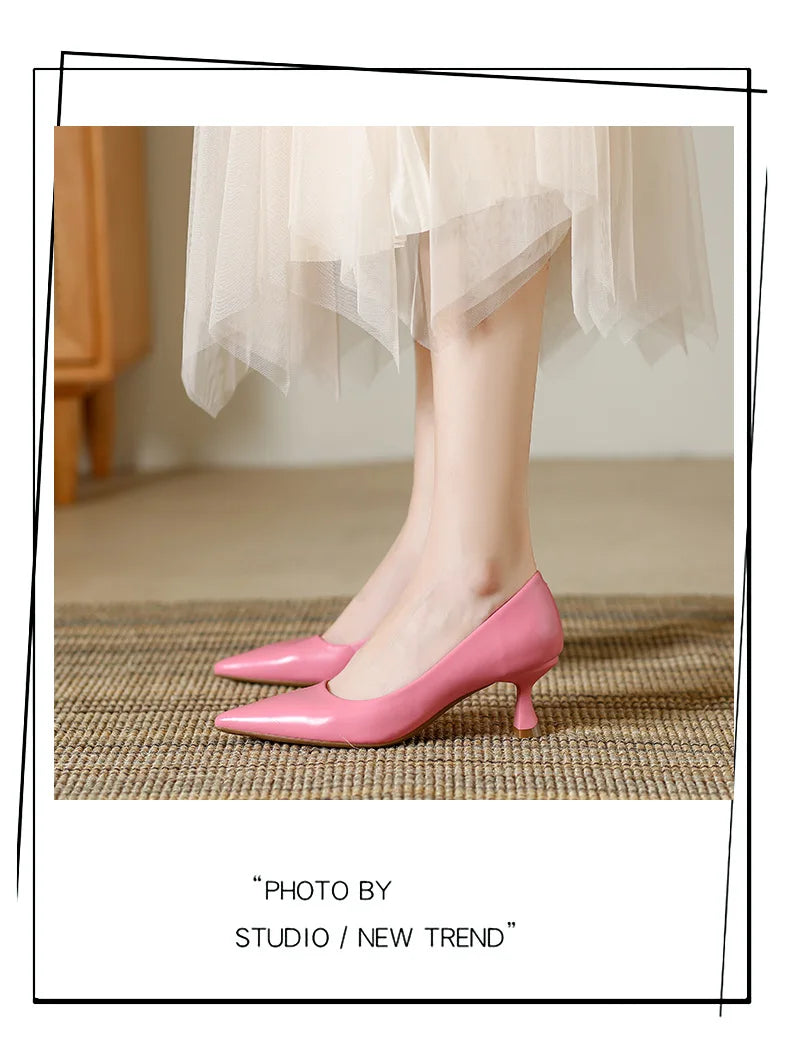 Patent Leather Fashion High Heels 2026Pointed Toe Pumps Elegant Woman Heeled Shoes Shallow Mouth Candy Colored Sexy Single Shoes