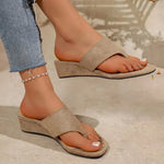 New Women's Round Toe Clip-toe Fashionable CasualMid Heel Slippers Women Comfortable Sandals