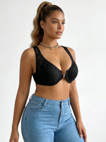 red Large size front button bra Lace Embroidered Flower Print Sexy Lingerie Plus size Underwear 2812