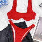 DEKA Brazilian Underwire Bikini Set Women Solid Triangle Neon Pink Swimwear Bandage Backless Swimsuit Beachwear Biquini