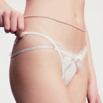 Rhinestones Girls Sexy G String Lace Panties Women Underwear Briefs Hollow Out Thong Transparent Lingerie Intimates