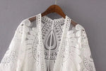 DEKA New Beach Cover-up Swimsuit Lace Hollow Crochet Beach Bikini Cover Up 3/4 Sleeve Women Top Swimwear Beach Dress Tunic Shirt