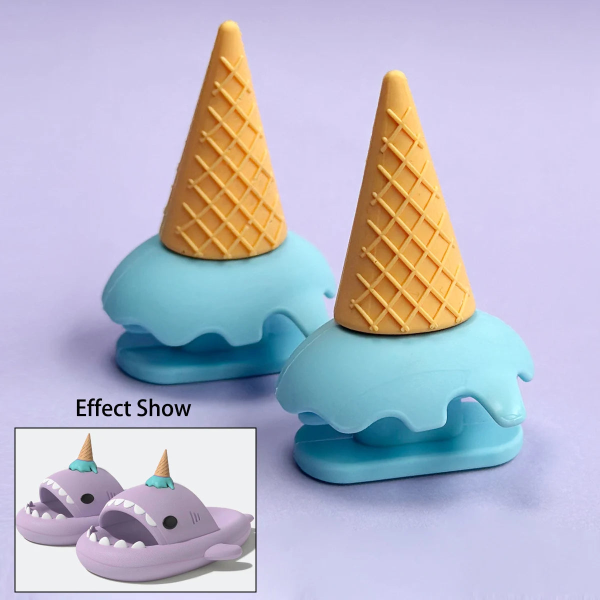 2pcs Detachable Fins Unisex Shark Slippers Charms Luminous In Dark Christmas Red Hat Halloween Pumpkin DIY Shoes Accessories