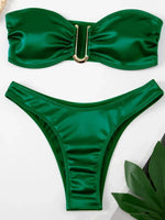 Bandeau Bikinis 2025 Strapless Satin Bikini Female Swimsuit Women Swimwear Two-pieces Bikini Set High Cut Bathing Suit Swim Lady
