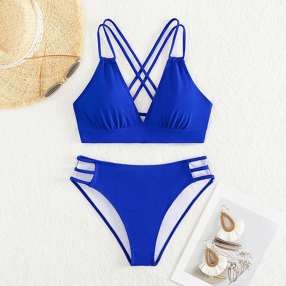 Push Up Bikinis Swimwear Swimsuit Women Brazilian Bikinis Set Black Bathing Suit Padded 2025 Halter Beachwear Swimming Suit S