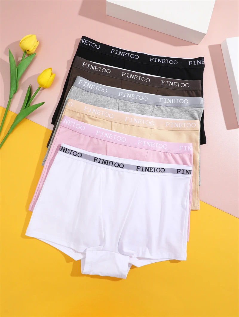 Finetoo Women's Panties Cotton Seamless Sports Boxers Underwear Female Solid Color Briefs Cozy Lingerie Intimate Underpant S-XXL