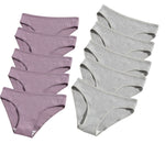 10Pcs/Set Women Cotton Briefs Breathable Panties Low Waist Briefs Sports Solid Soft Skin-Friendly Underwear Daily Wear S-XXL
