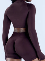 NCLAGEN Impact Crop Zippy Fitness Top Long Women Sleeve GYM Clothes Seamless Running Workout Quick Dry Pilates Sports Yoga Shirt