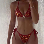 DEKA Two Piece High Waist Shorts with Starfish Sequin Decoration For Vacation Beach Swimming Clothing Bikini Swimsuit Women