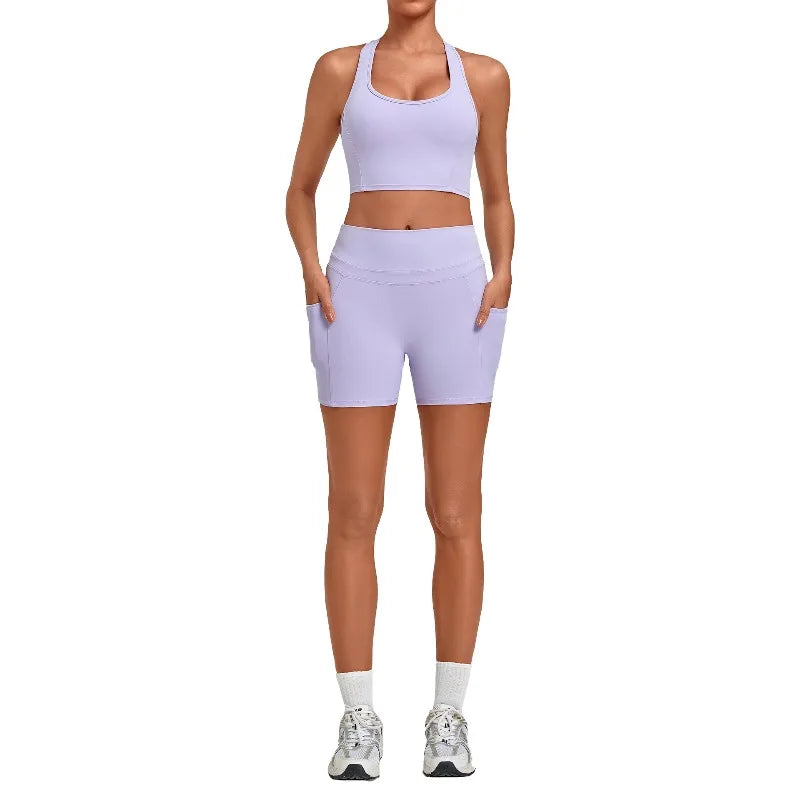 Women's Seamless Yoga Set Fitness Sports Slim‑Fit Beautiful Back Vest Training Workout Gym High Waist Butt-Lifting Pants Suits