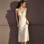 Sexy Lace Long Nighty&robe Set Spring Summer New Sleepwear Female Suspender Nightgown Silk Satin Bathrobe Kimono Gown Home Dress