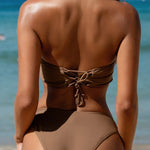 Women's Sexy Thong Brazilian Bikini Two-piece Swimsuit Brown Low Waist Bandeau Swimwear 2024 String Bathing Suits Beach Wear