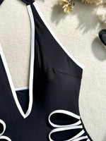 DEKA Sexy Hollow Out Bikini Set 2026 Women Black Bandage One Piece Swimsuit Summer Bathing Suit High Waist Backless Swimwear