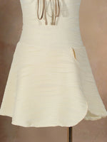 Vintage Dress One Piece Swimsuit 2026 Women Beige Punching Rope V Neck Tummy Control Swimwear Summer Bathing Suit Monokini