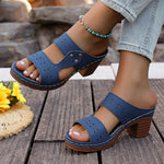 Plus Size 43 Summer High Heel Sandals Women Lightweight Hollow Out Thick Heeled Sandles Woman Outdoor Open Toe Casual Sandals
