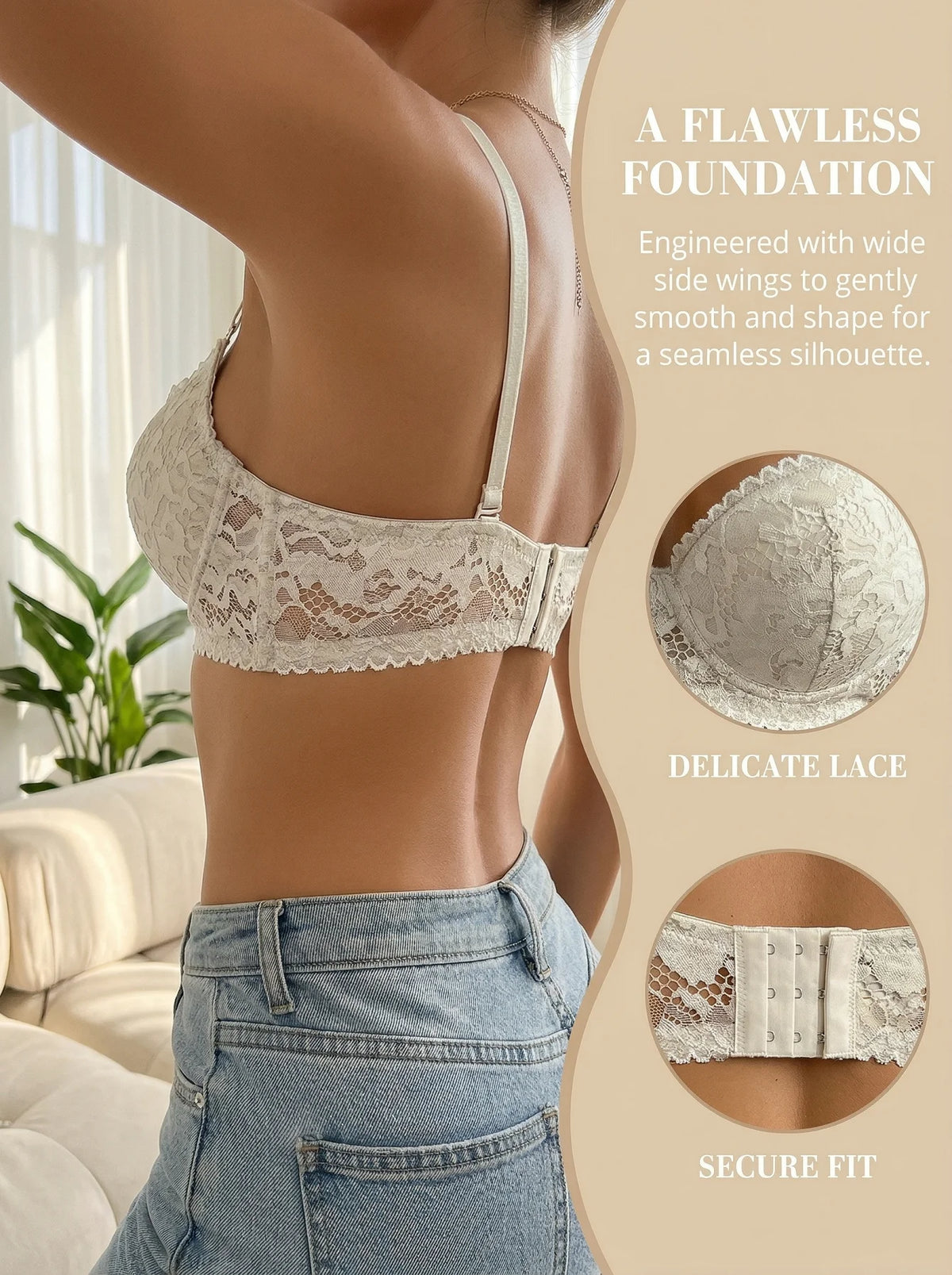 Women Push Up Bra Lace 3/4 Cup Bra Sexy Delicate Floral Lace Underwear For Date Night Sexy Lingerie For Wedding Bridal B6127